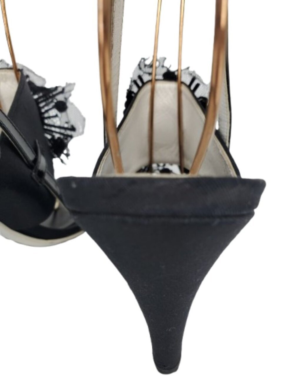 Chanel Black Satin & PVC Crystal Starburst Slingback Heels - Picture 4 of 6